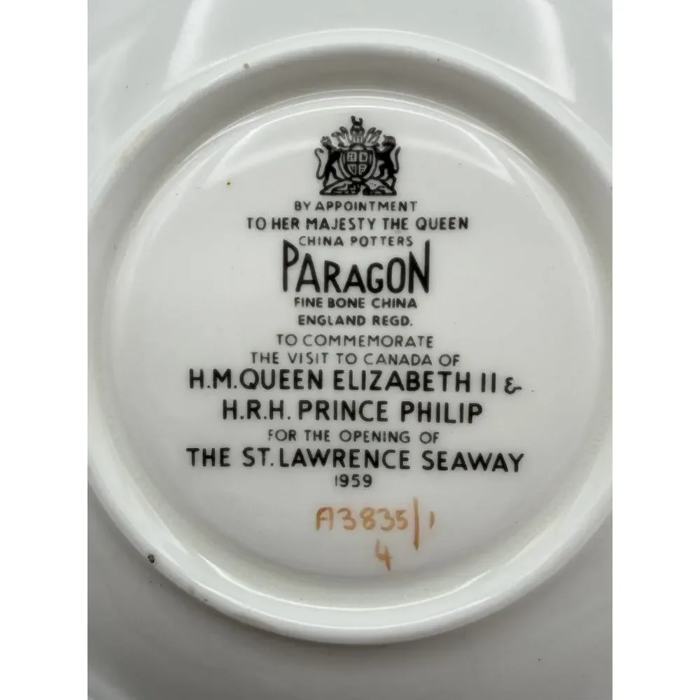Paragon Fine Bone China Teacup & Saucer St. Lawrence Seaway Canada 1959 Vintage